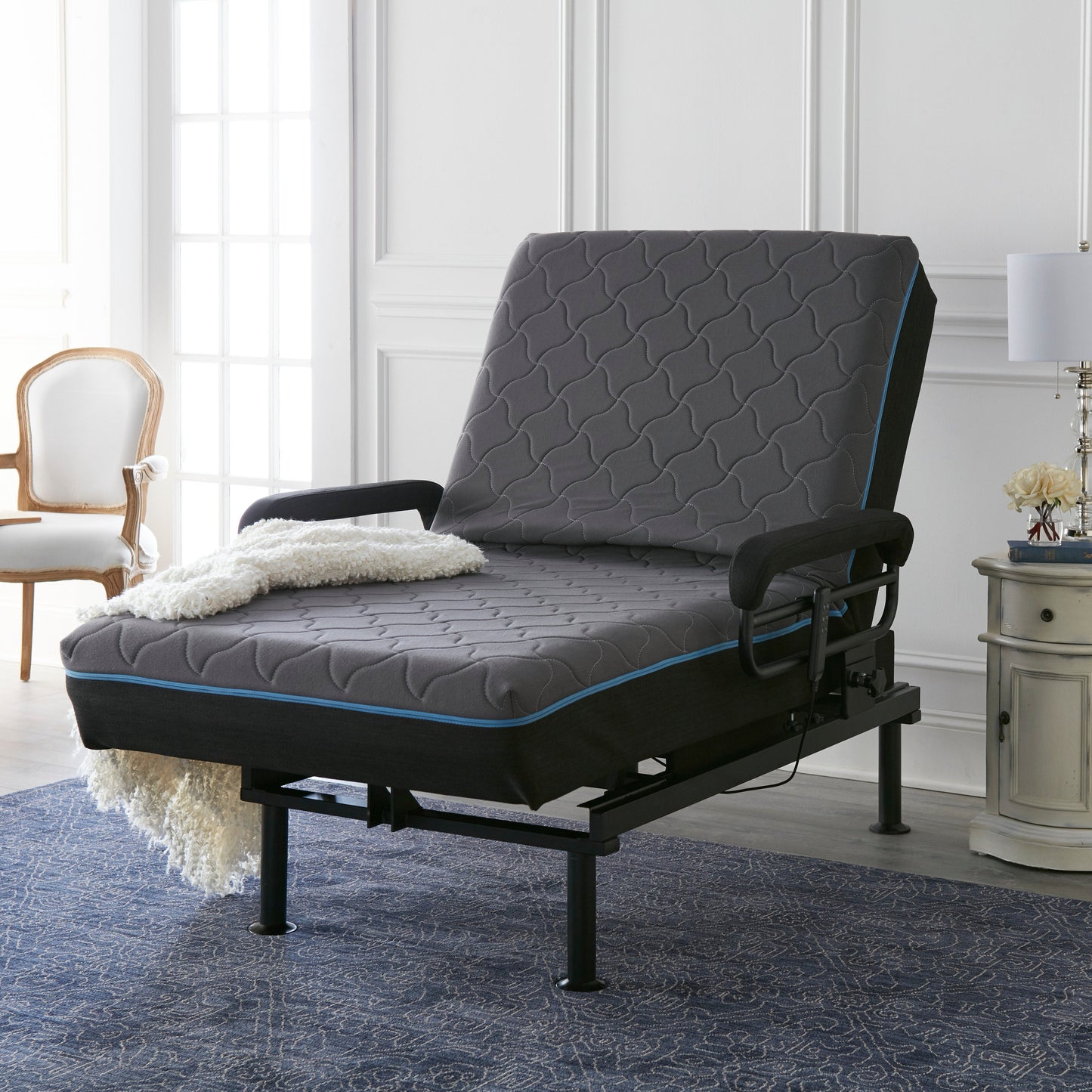 Twin Adjustable Sit to Stand Bed With Remote