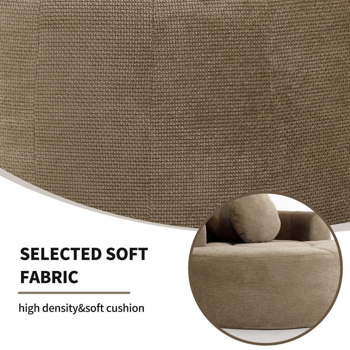 Round Sofa Bed with Memory Foam Sectional Couches for Living Room