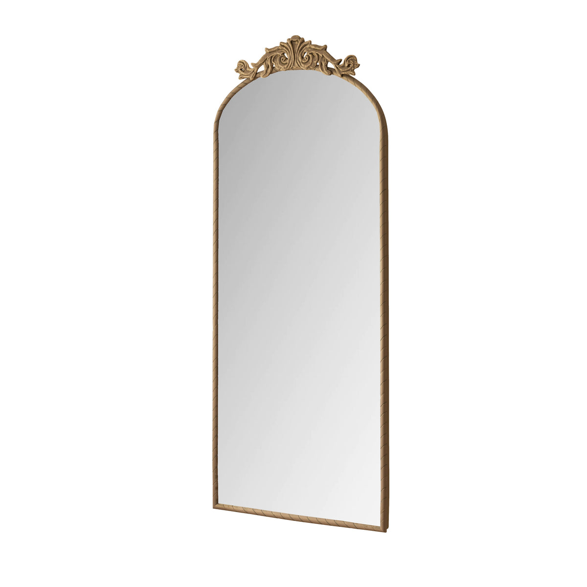 58"x24" Arched Full Body Mirror with Vintage Ornate Carving