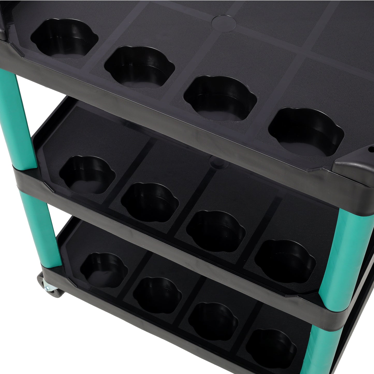 3 Tier Rolling Auto Detail Cart With Wheels,Car Wash Organizer for Detailers Garage, Workshop, Repair Shop, Storage Tool, Green&Black