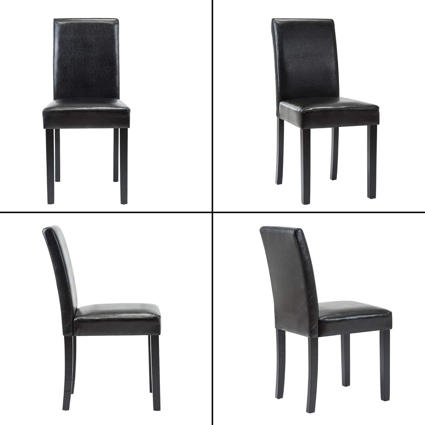 Modern PU Upholstered Dining Chairs Black Cushioned Seats