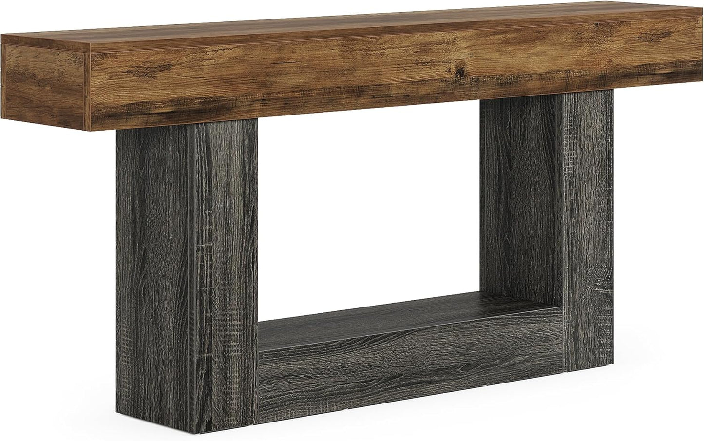 63" Farmhouse Console Table with Storage