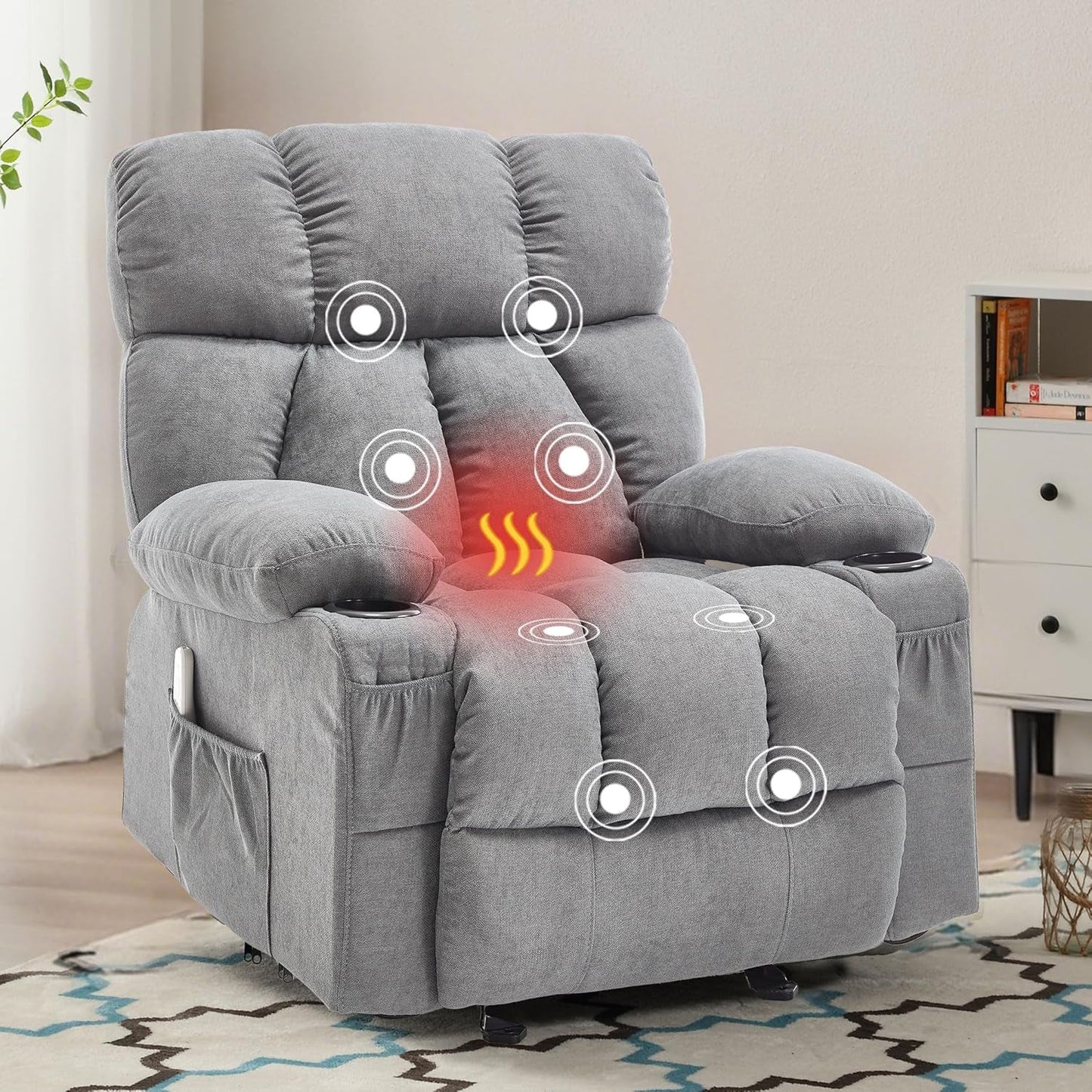 Massage Rocker Recliner Chair With Heat And Vibration Grey