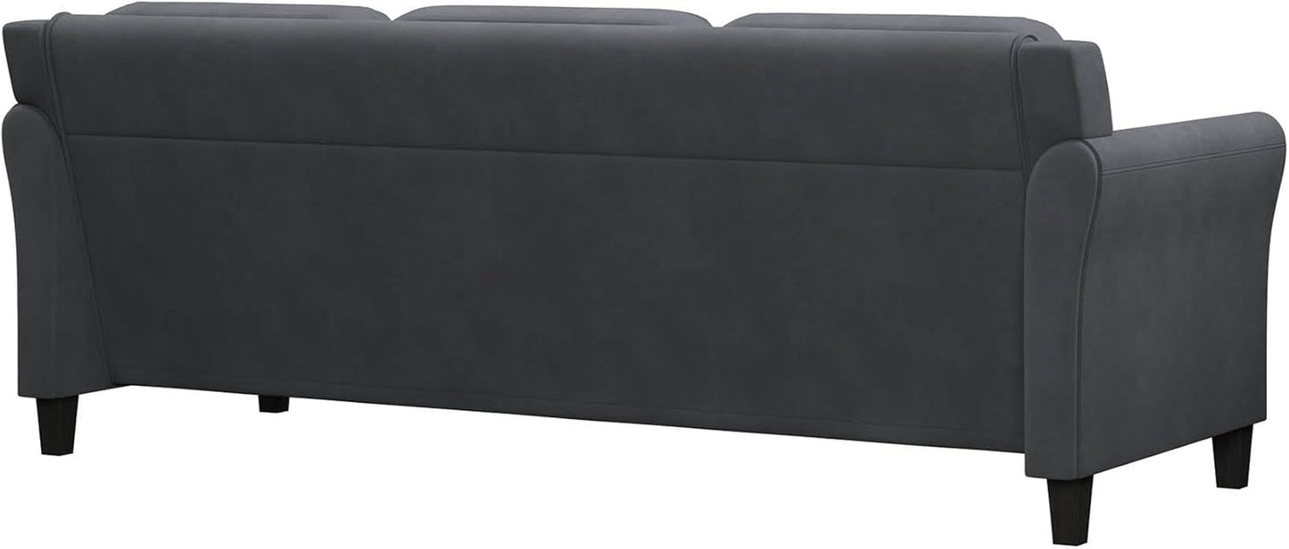 Harrington Grey Sofa Button Tufted Rolled Arm With Plush Cushions