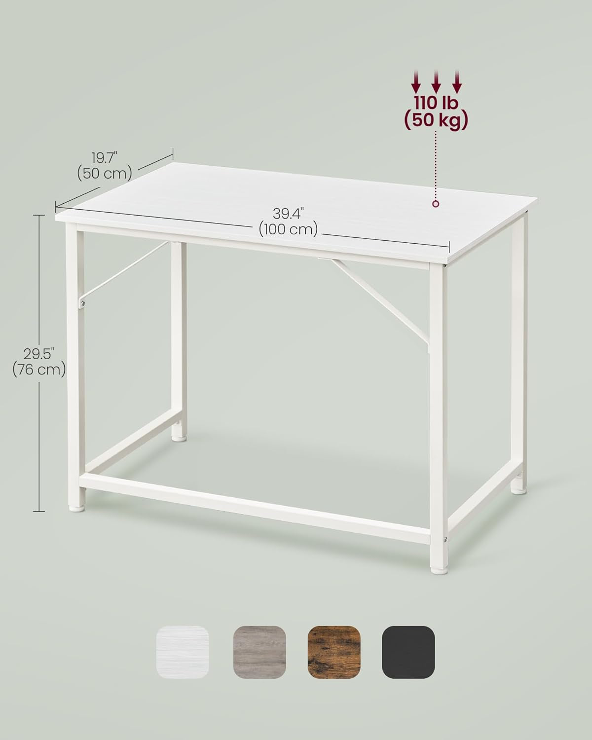 Maple White Computer Desk With Metal Frame For Small Spaces