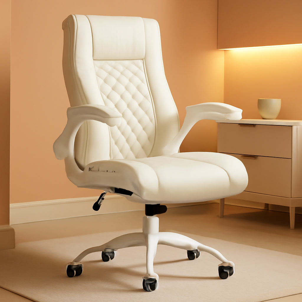 PU Leather Executive Office Chair With Flip Up Armrests