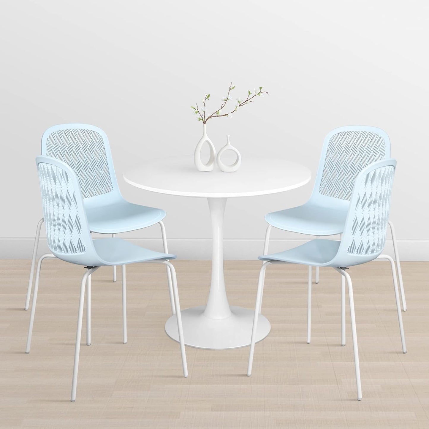 Armless Modern Chairs With Metal Legs Set Of 4 For Dining