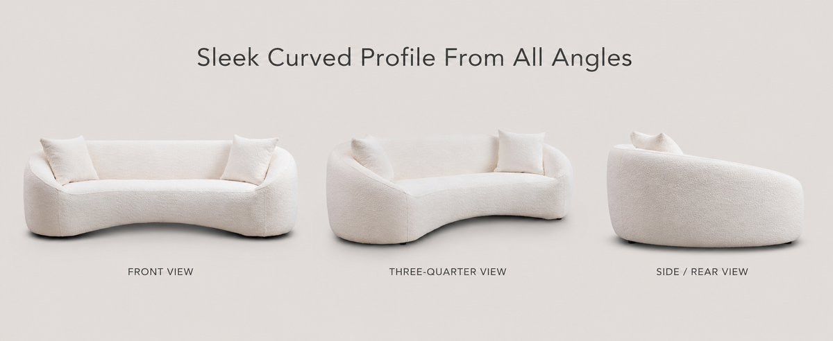 93.31" Minimalist Curved Sofa, 3 Seater
