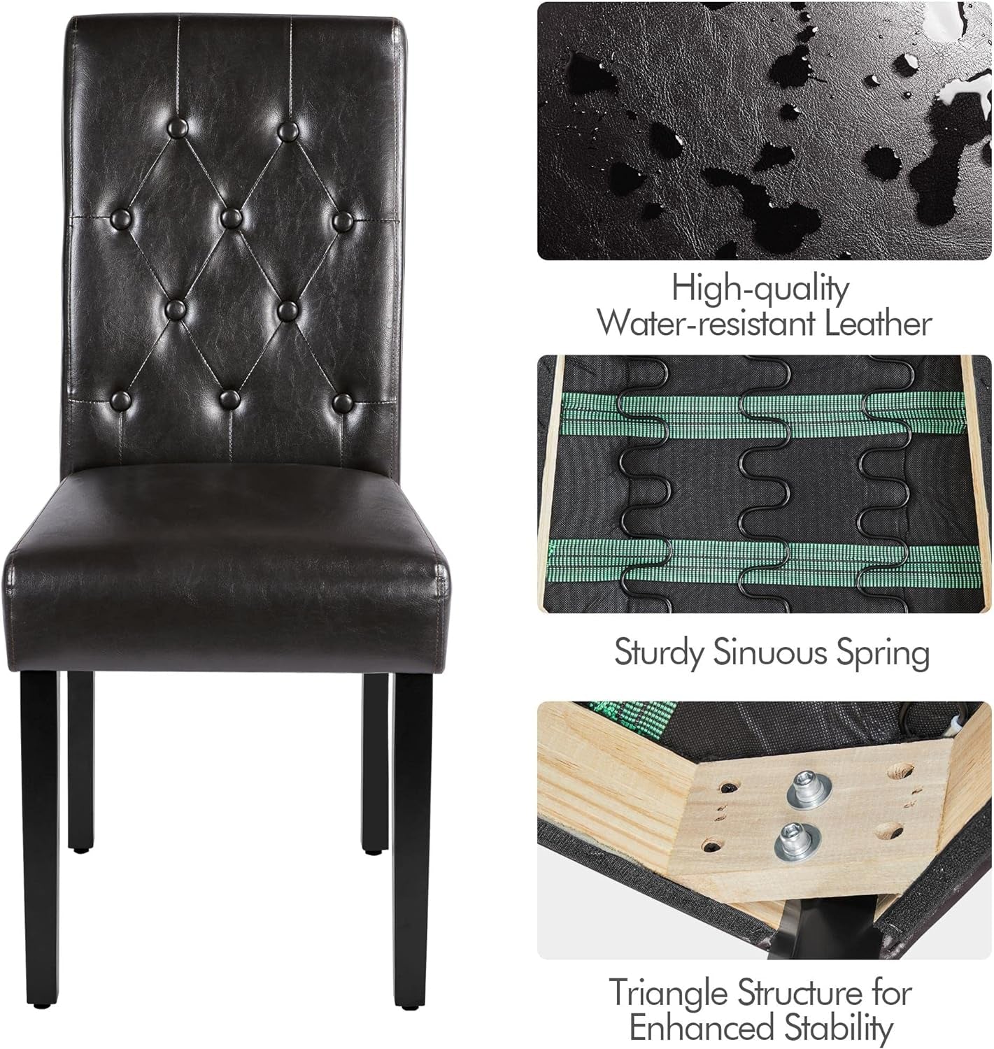 Faux Leather Dining Chairs Brown Set Of 2 For Dining Room