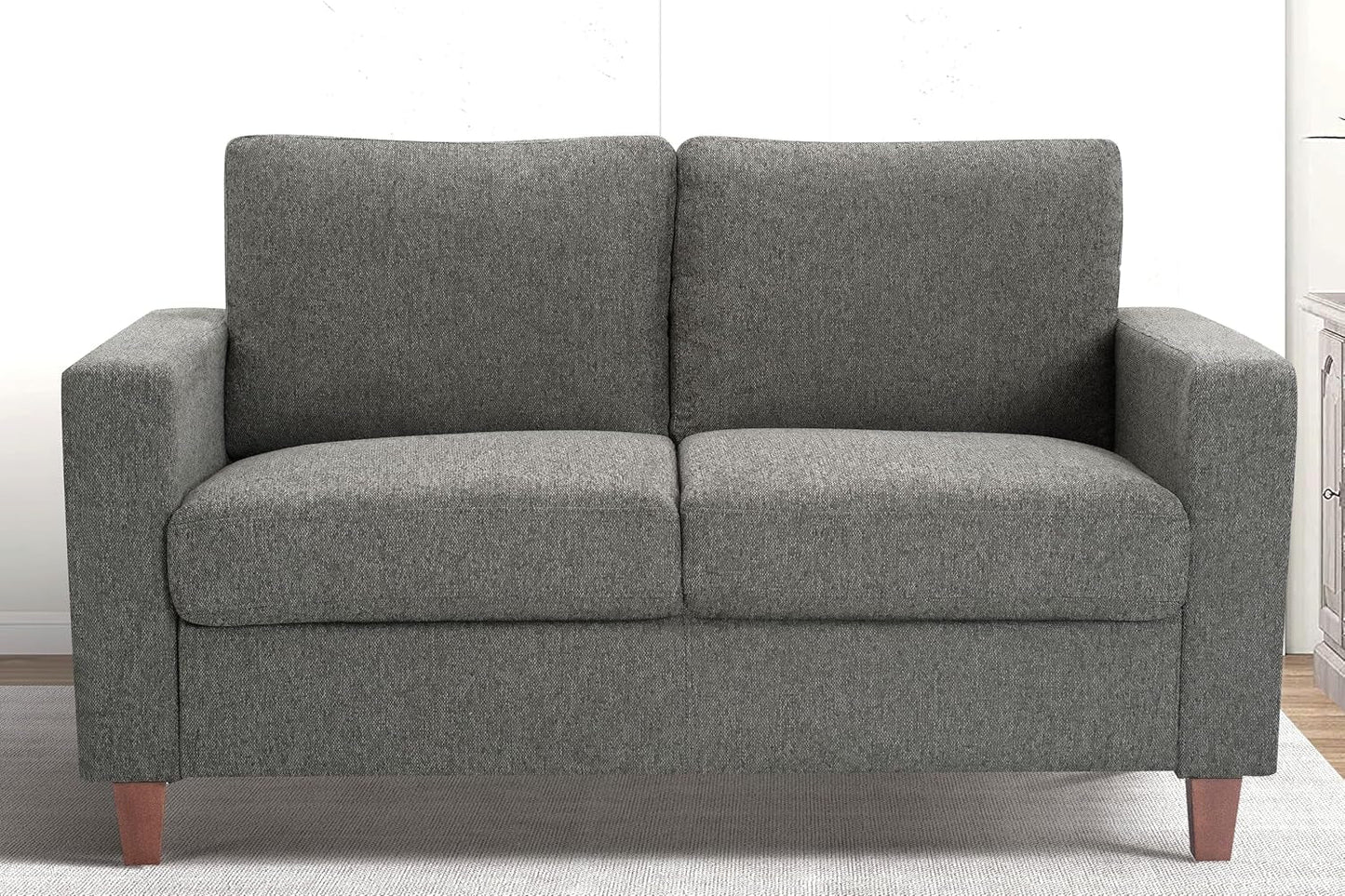 Miles 2 Piece Couch And Loveseat Set With Reversible Pillows Grey