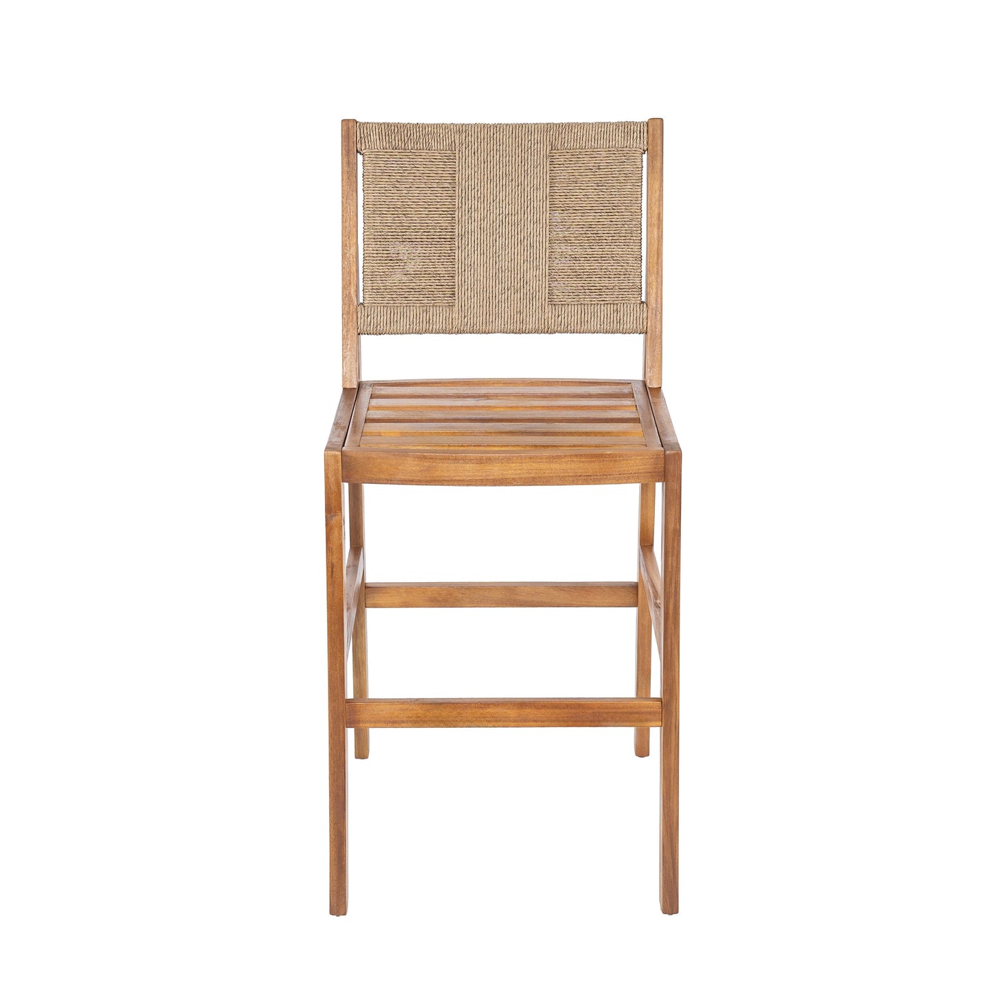 4 Pieces Natural Outdoor Bar Stool Solid Acacia Wood and Woven Wicker
