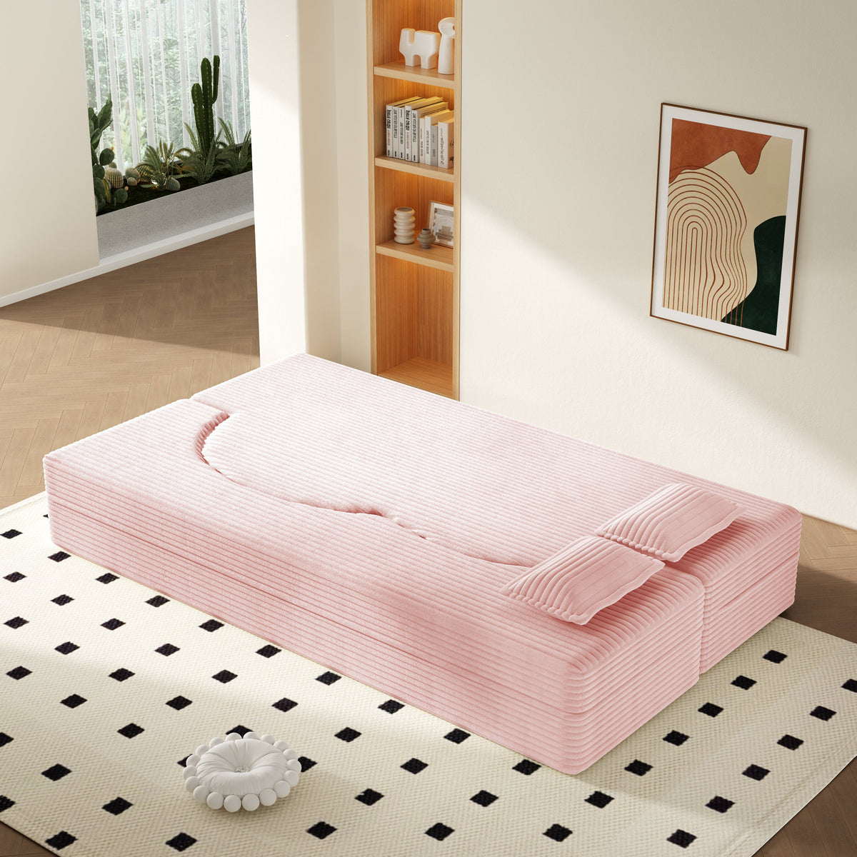 Modern Floor Sofa with 2 Pillows