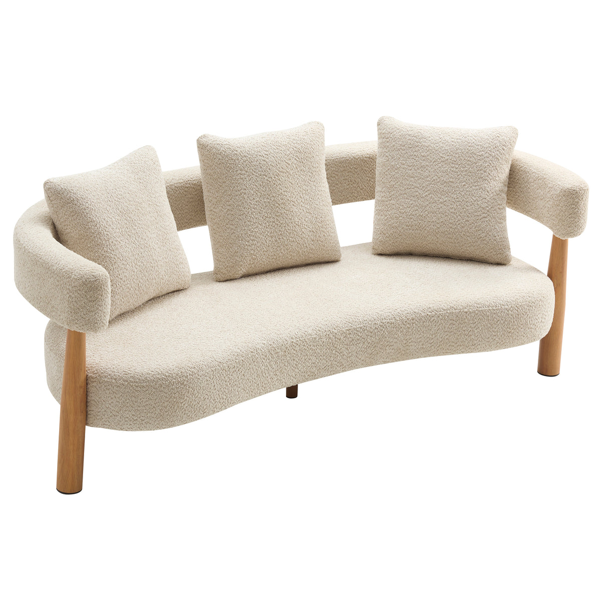 Luxe 76.5 in. Curved 3 Seater Modern Upholstered Boucle Sofa