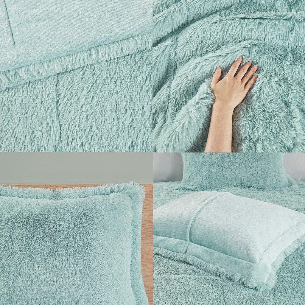 Full/Queen Shaggy Long Fur Comforter Mini Set