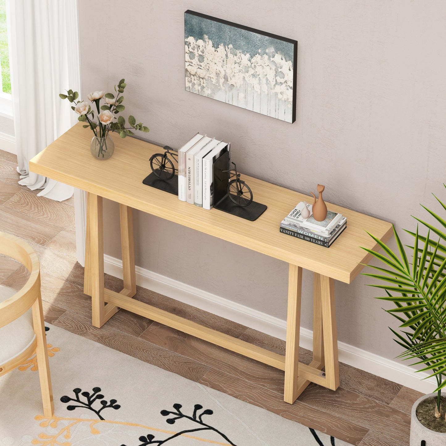 59.84" Console Table - Natural Finish