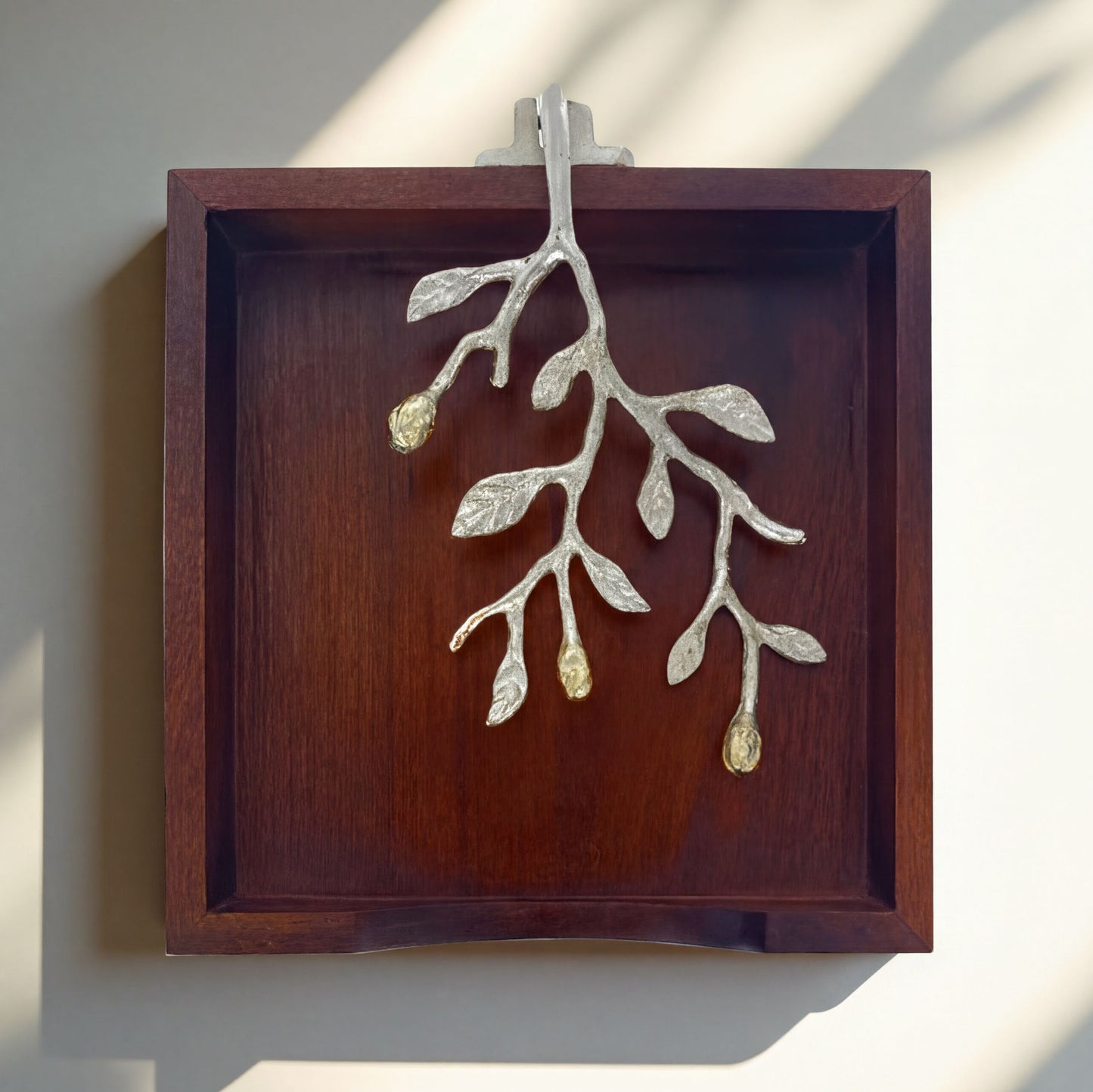 Wood Napkin Holder – Decorative Wooden Kitchen Napkin Holder with Silver Gold Finish