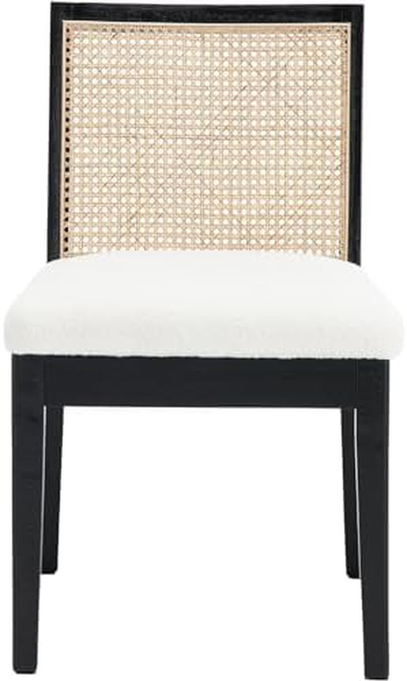 Black Rattan Dining Chairs Four Pack Sherpa Upholstered