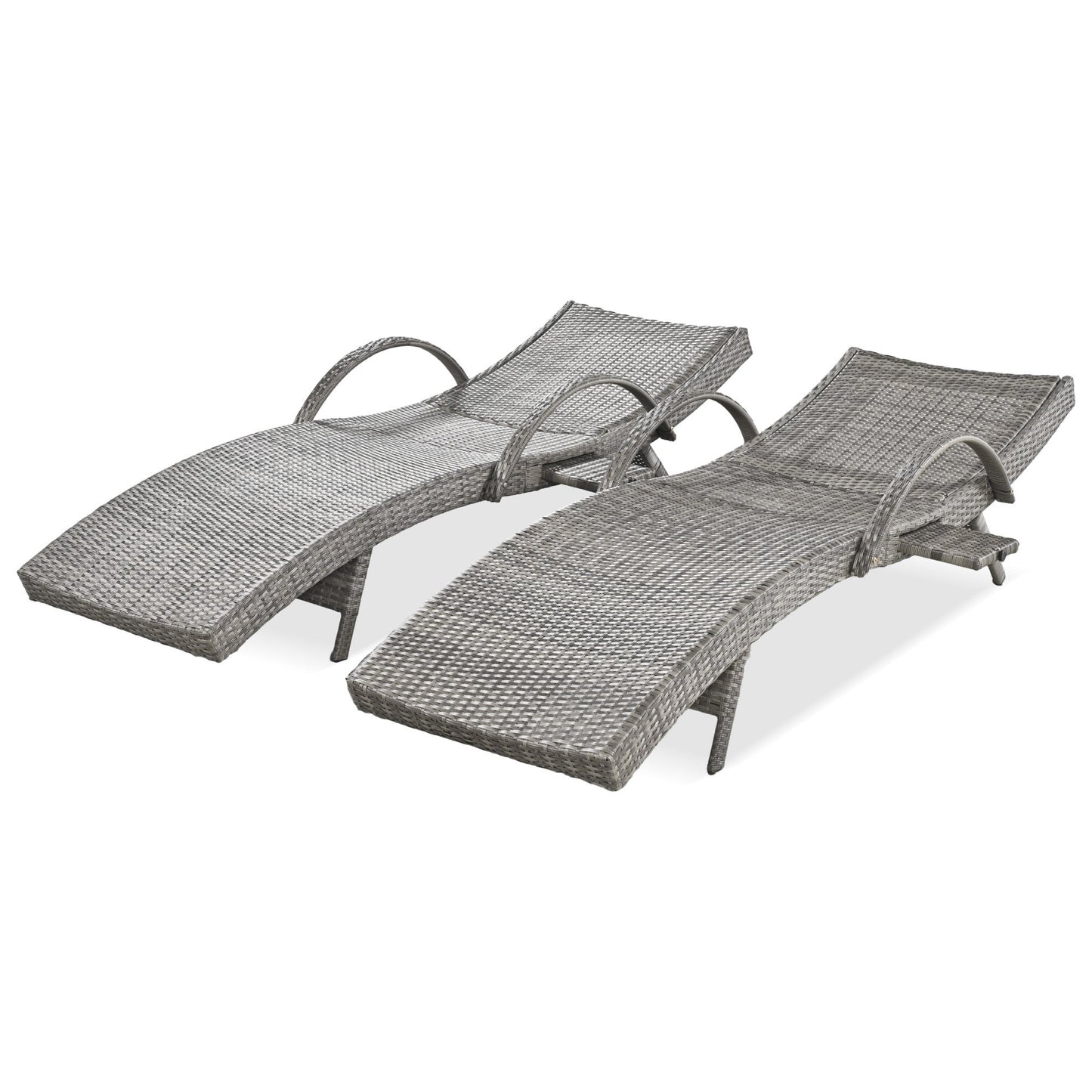K&K 80" Outdoor Wicker Chaise Lounge Chairs Set of 2