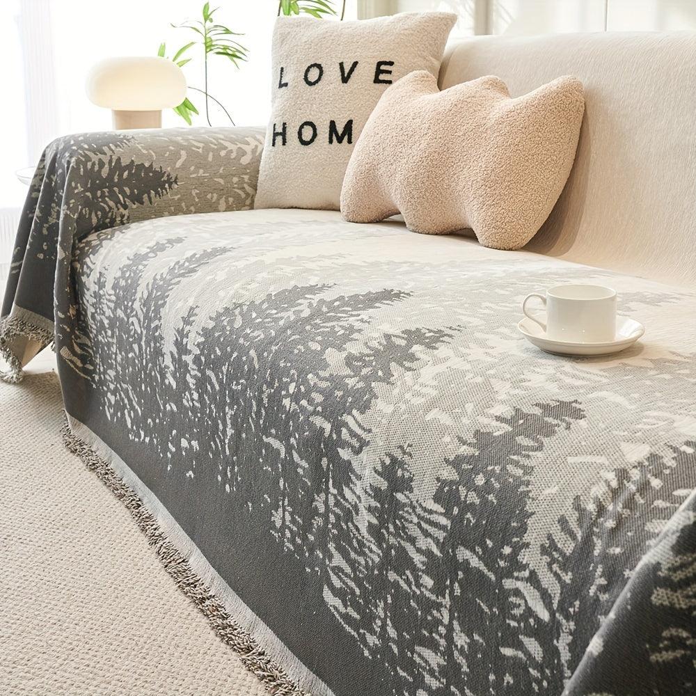 Large Sofa Cover with Contemporary Forest Design for Living Room