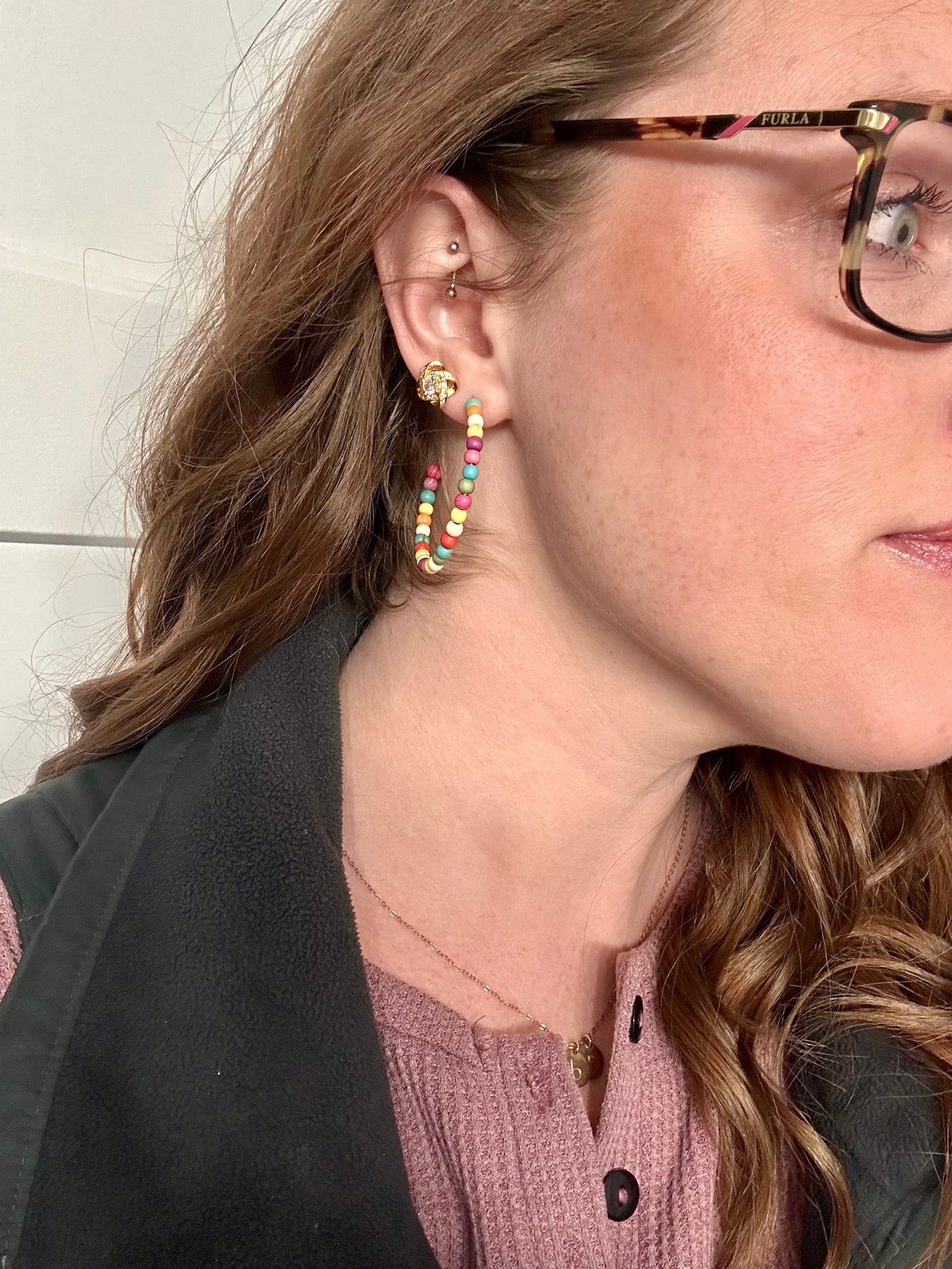 Beautiful Dainty Gold or Silver and Crystal Twist Stud Earrings