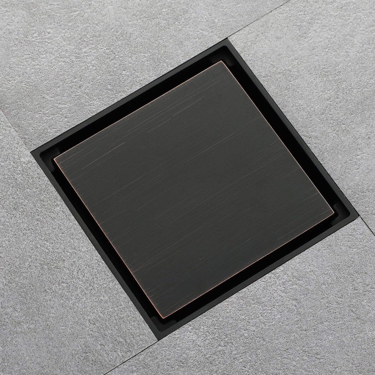Oil rubbered bronze brass shower drain 4 inch square with ABS base