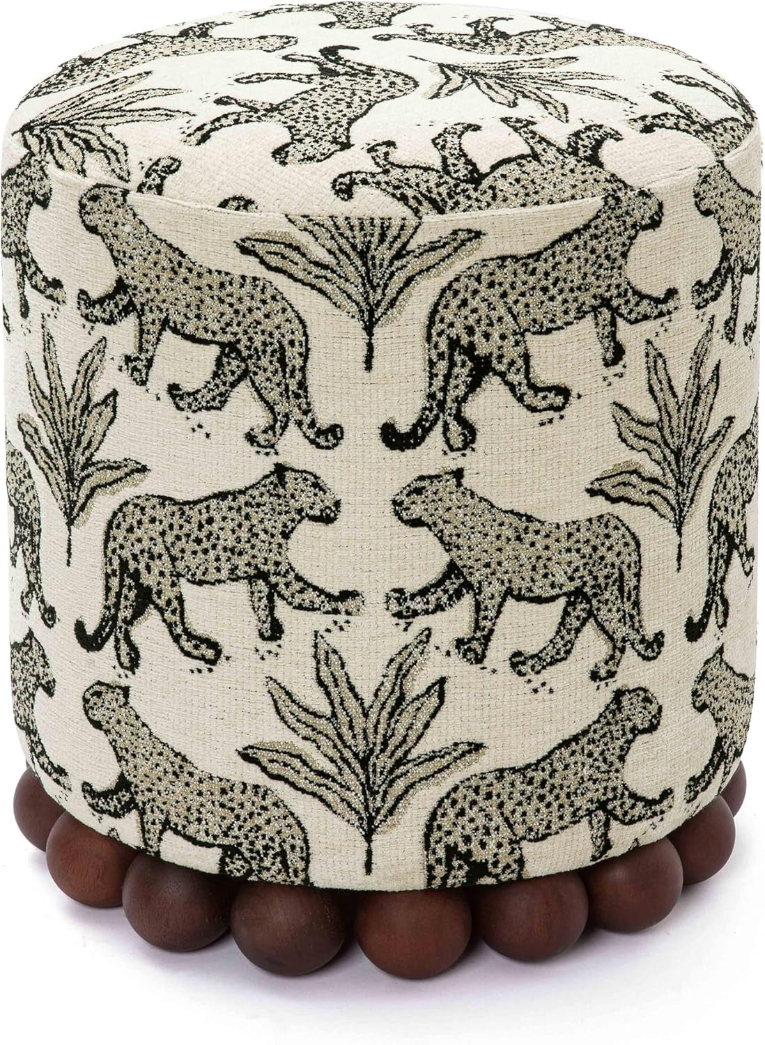 Dex Taupe Leopard Jacquard Ottoman Fully Assembled