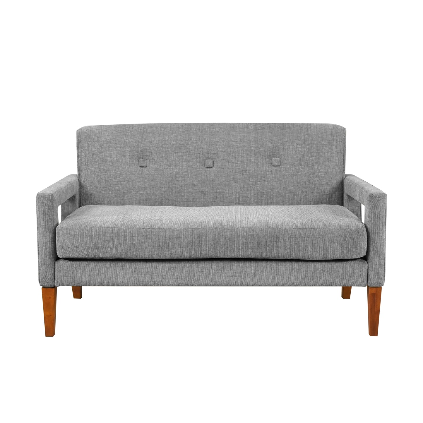 Modern Living Room Furniture Loveseat Gray Chenille Upholstery Pocket Coils Solid Wood Legs Furniture 1pc