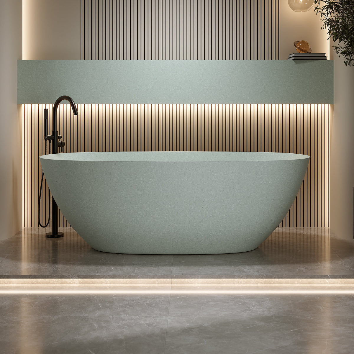 57'' Freestanding Bathtub Resin Stone Soaking Bathtub