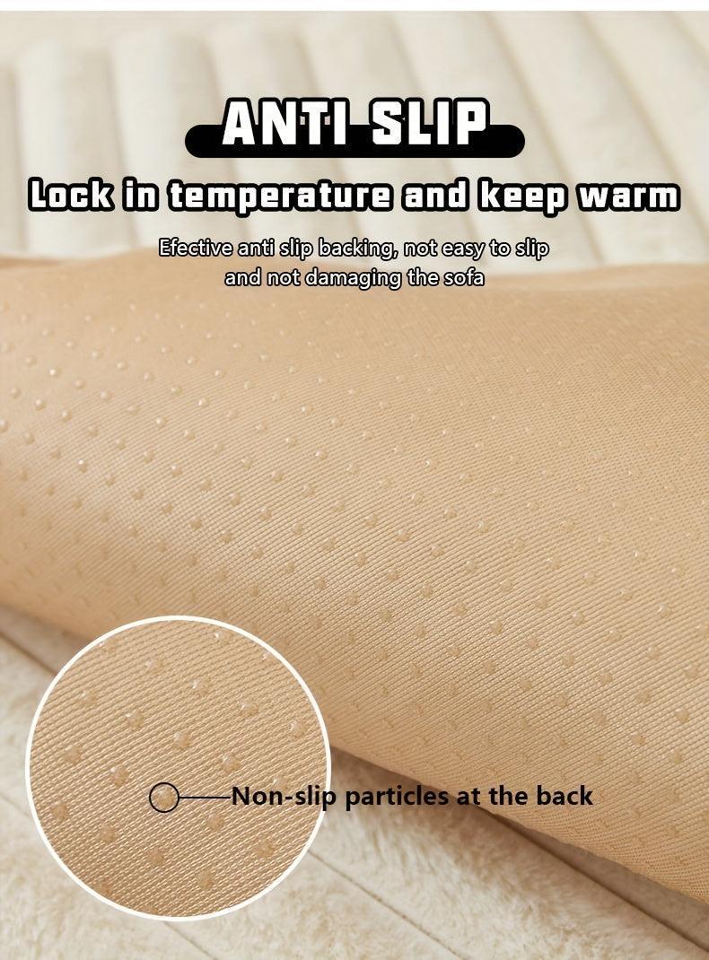 Luxurious Rabbit Fur Sofa Slipcover | Non-Slip Light Grey for dog use