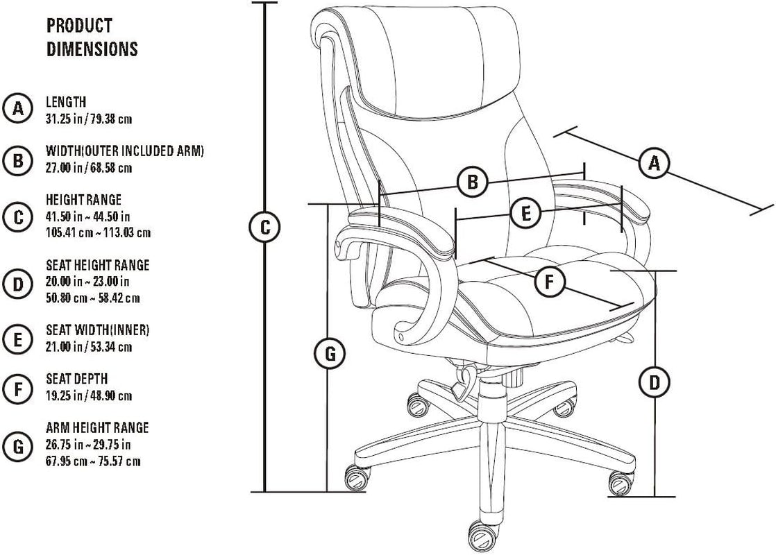 Bellamy Executive Office Chair With Memory Foam Cushions Brown Bonded Leather