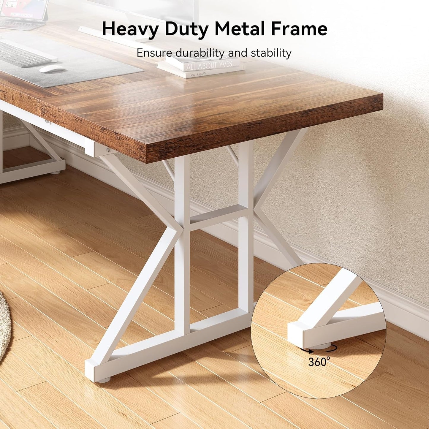 Spacious 70.8 Inch Wooden Executive Desk For Home Office