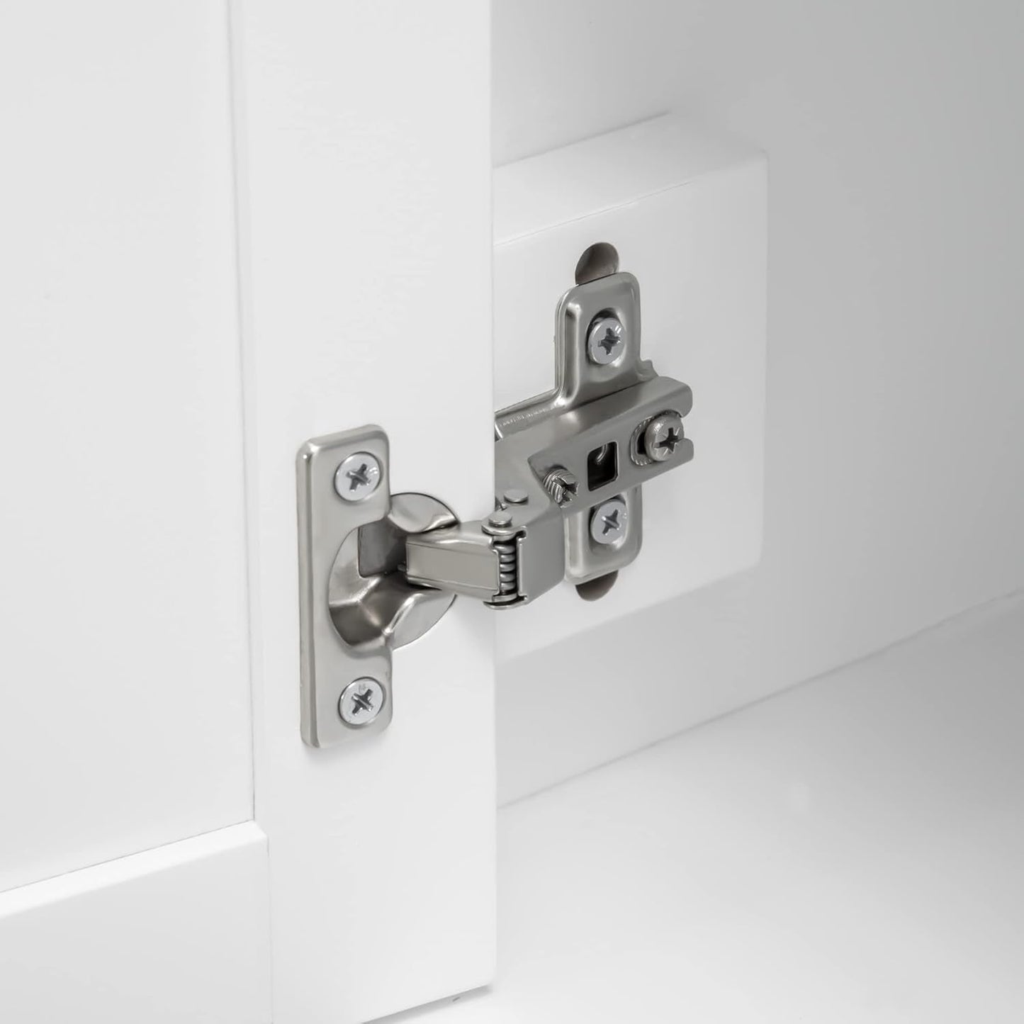 White Sideboard Buffet Cabinet door hinge detail showcasing durable hardware and sleek design.