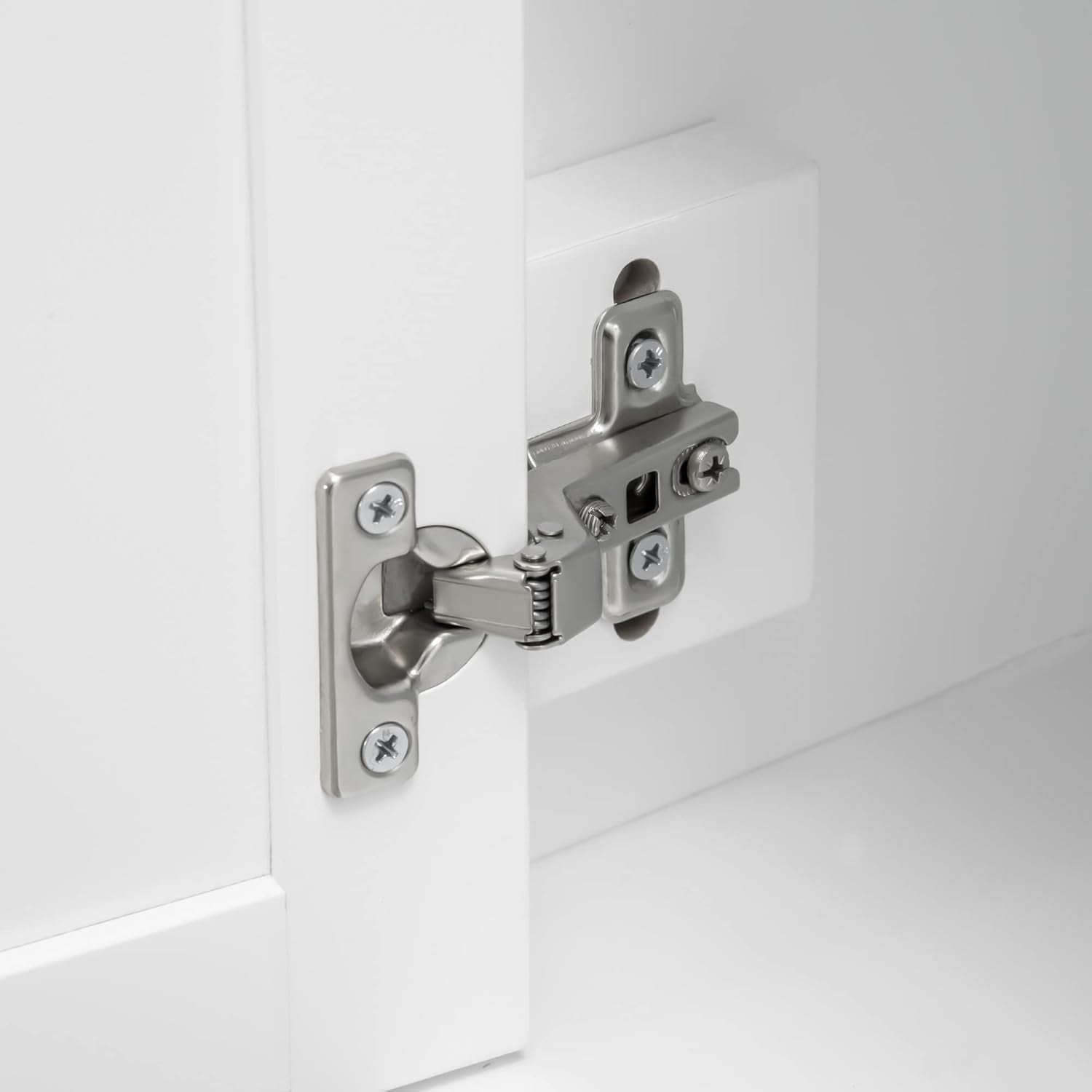 White Sideboard Buffet Cabinet door hinge detail showcasing durable hardware and sleek design.