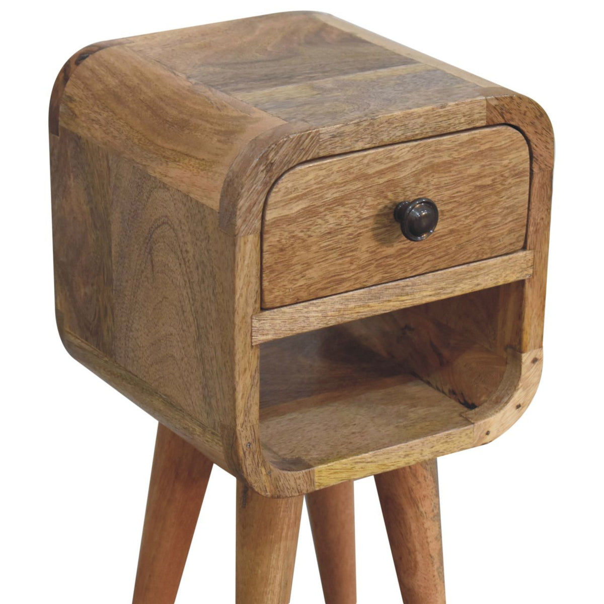 Solid Wood Extra Mini Oak-ish Curve Lower Bedside