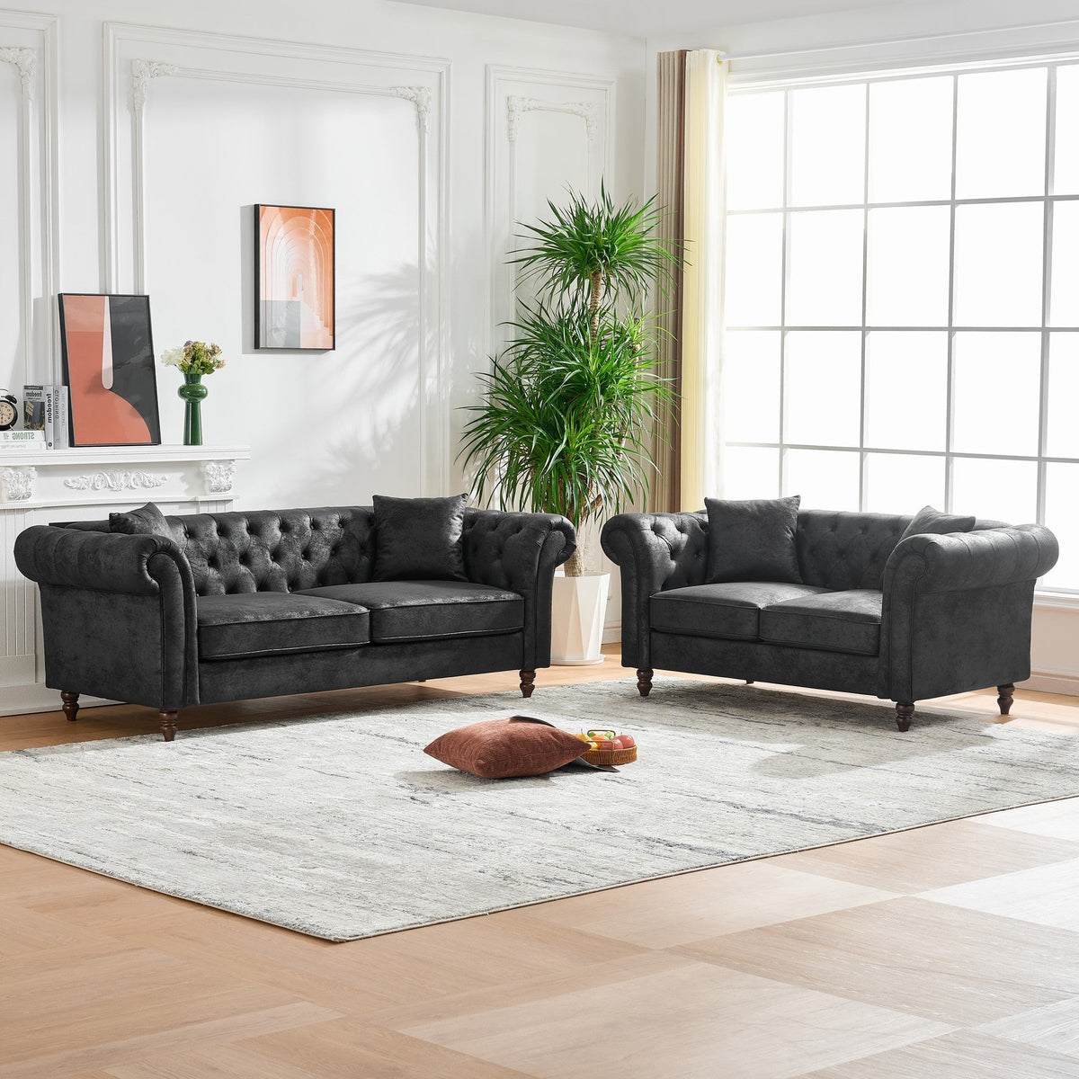 66" Chesterfield Tech Fabric Sofa