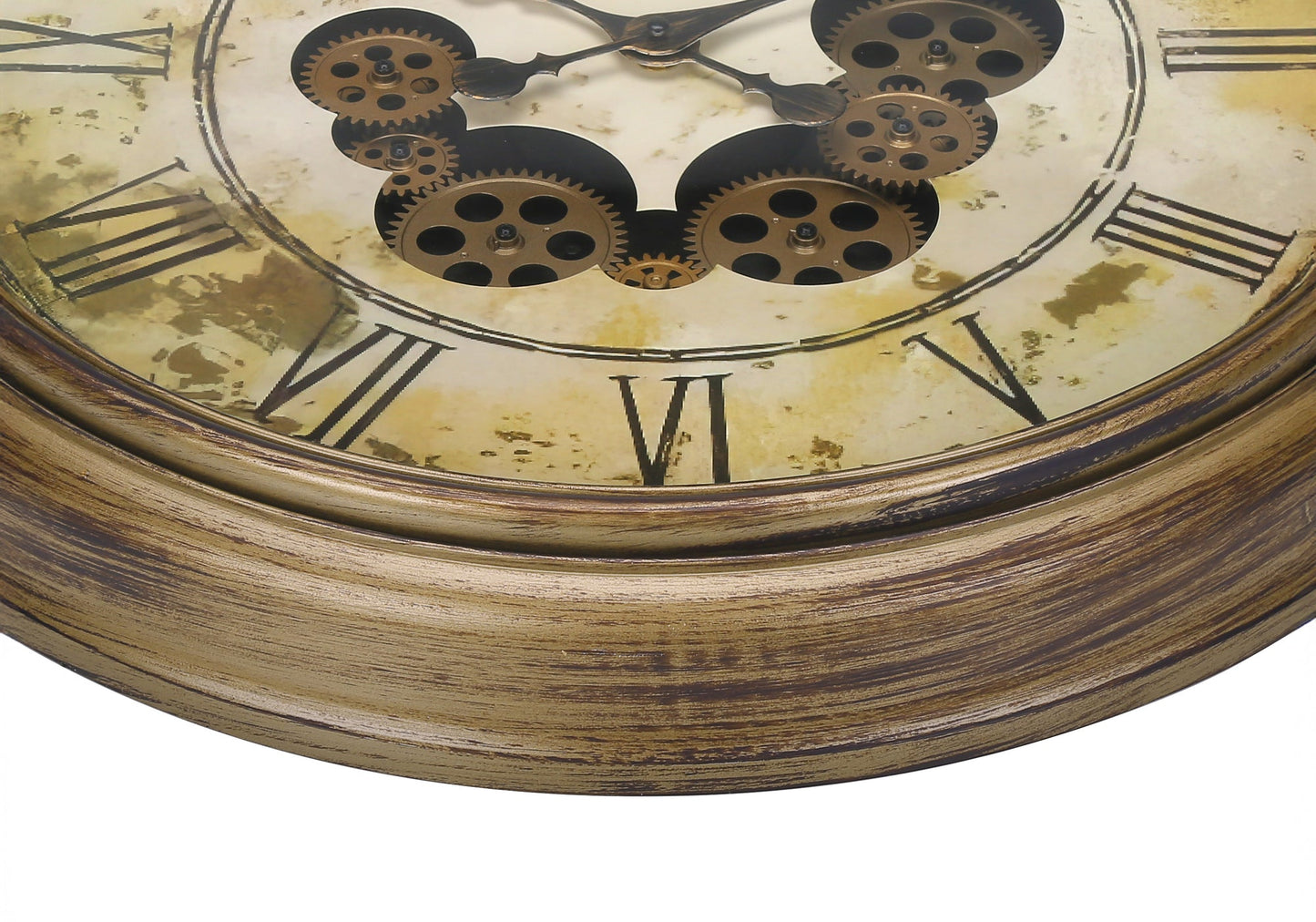Clocks, 23' Round, Gear Mechanism, Wall Clock, Antique Brown, Transitional
