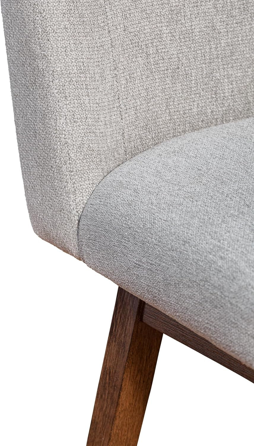 Close-up of Basila 26 Inch Seat Height Swivel Bar Stool Taupe Fabric showing soft fabric and wooden legs.