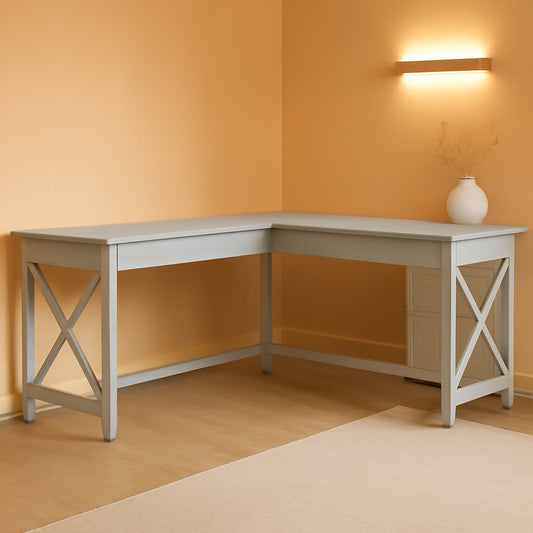 Bush Furniture Key West 60W L Shaped Desk Cape Cod Gray