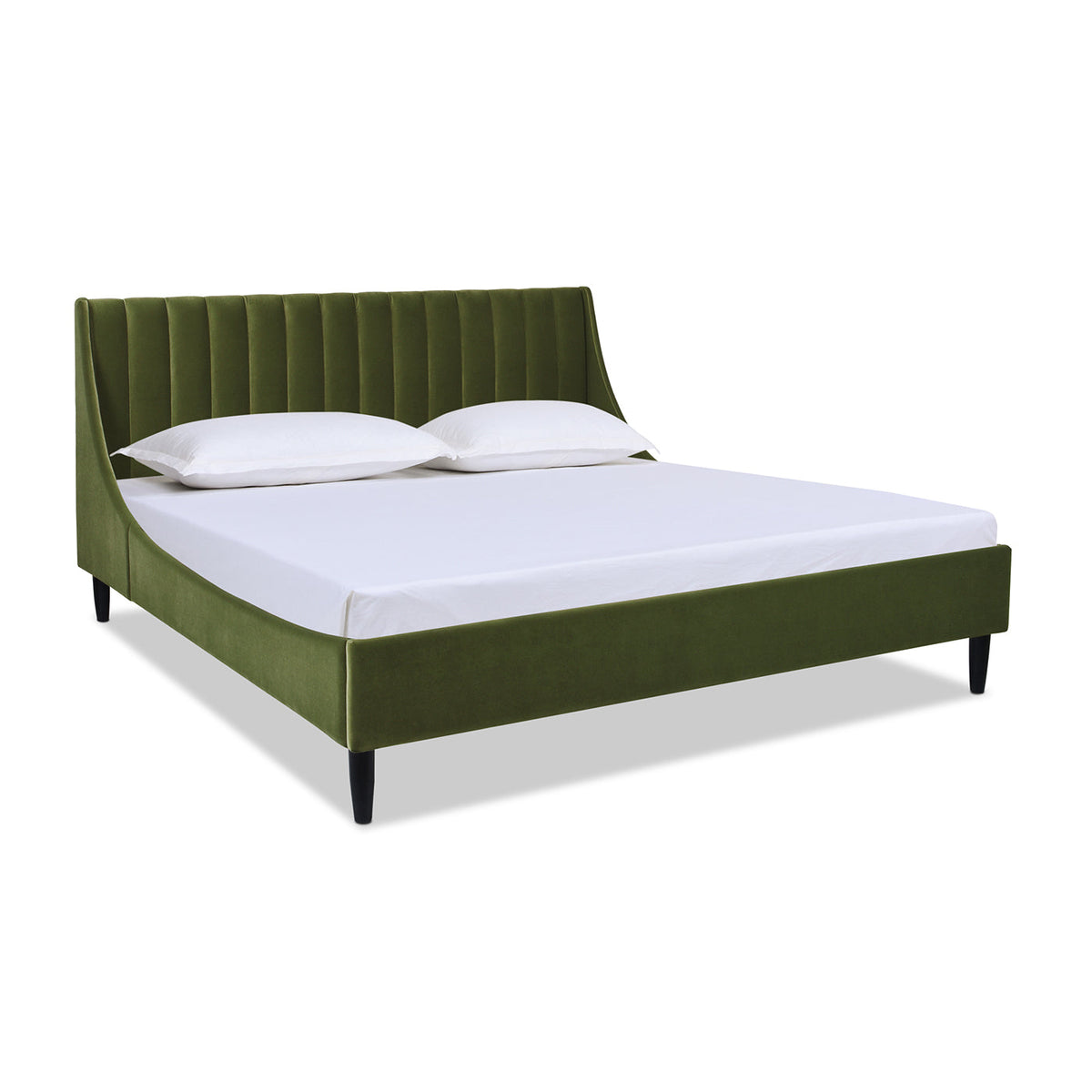 Aspen Vertical Tufted Headboard Platform Bed Set, King, Olive