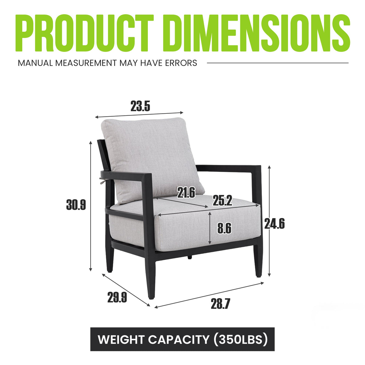 Modern Outdoor Fully Weld Lounge Chair – Premium Aluminum Frame in Ember
