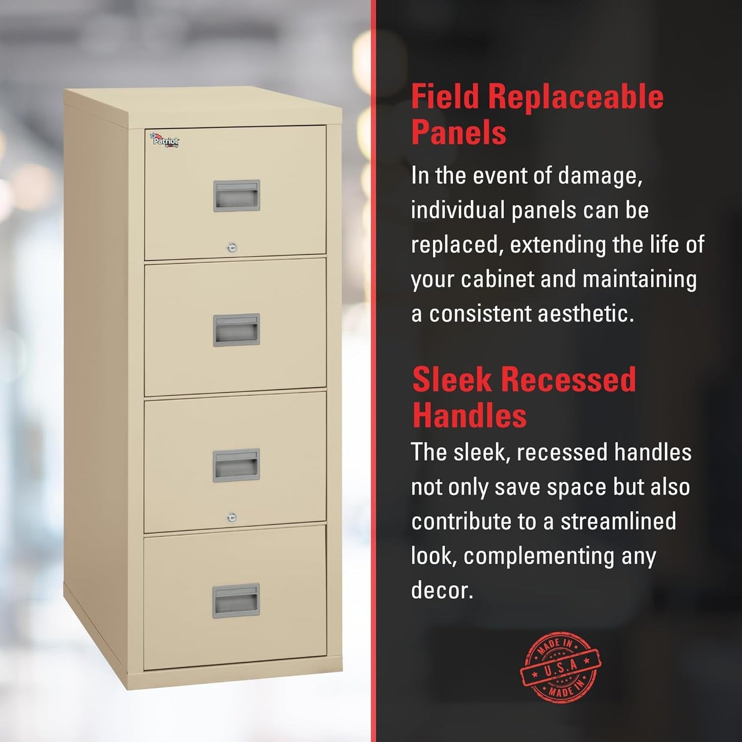 Patriot Vertical 4 Drawer Fire Safe File Cabinet 1 Hour Parchment