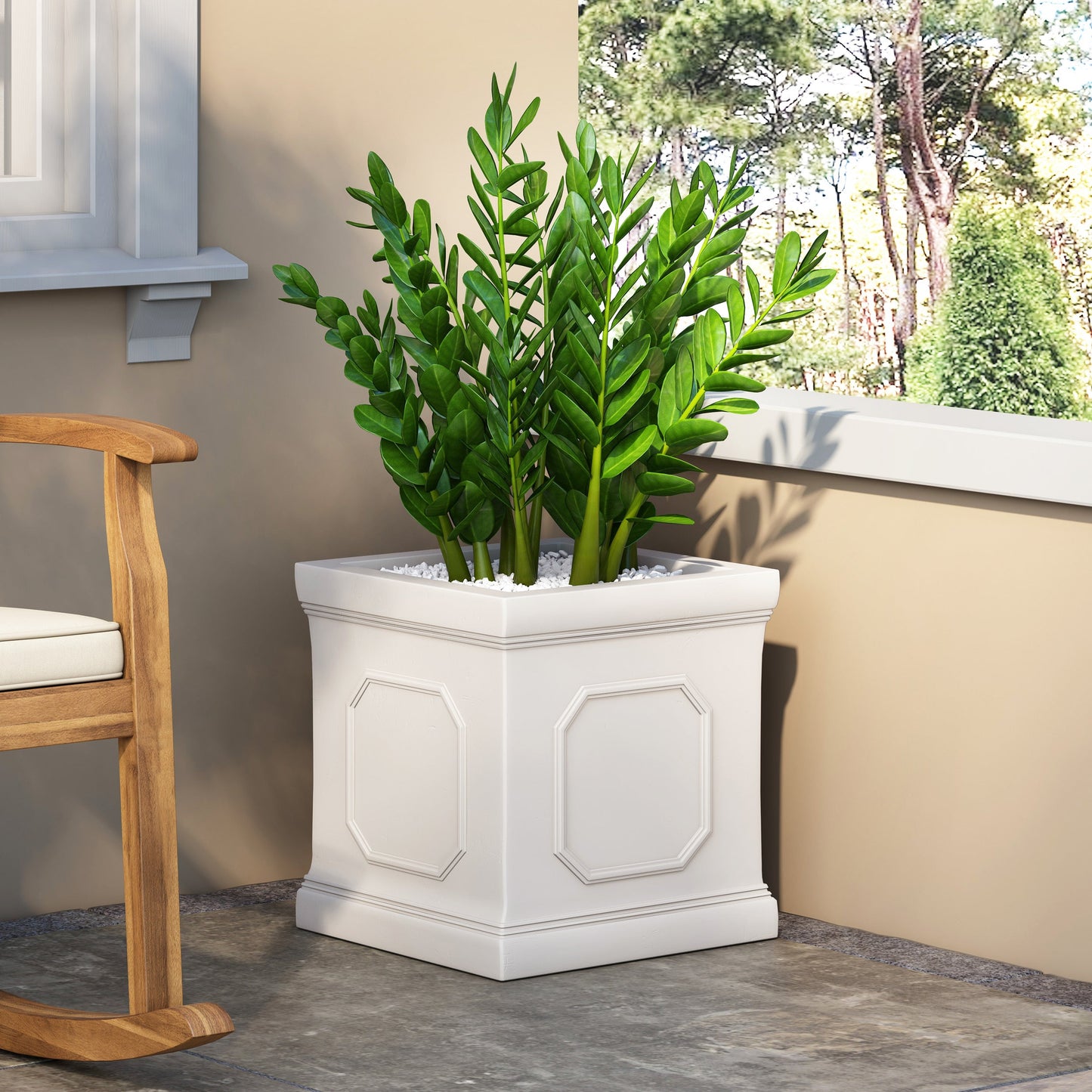 17.75 x 18.50 Antique White MGO Planter