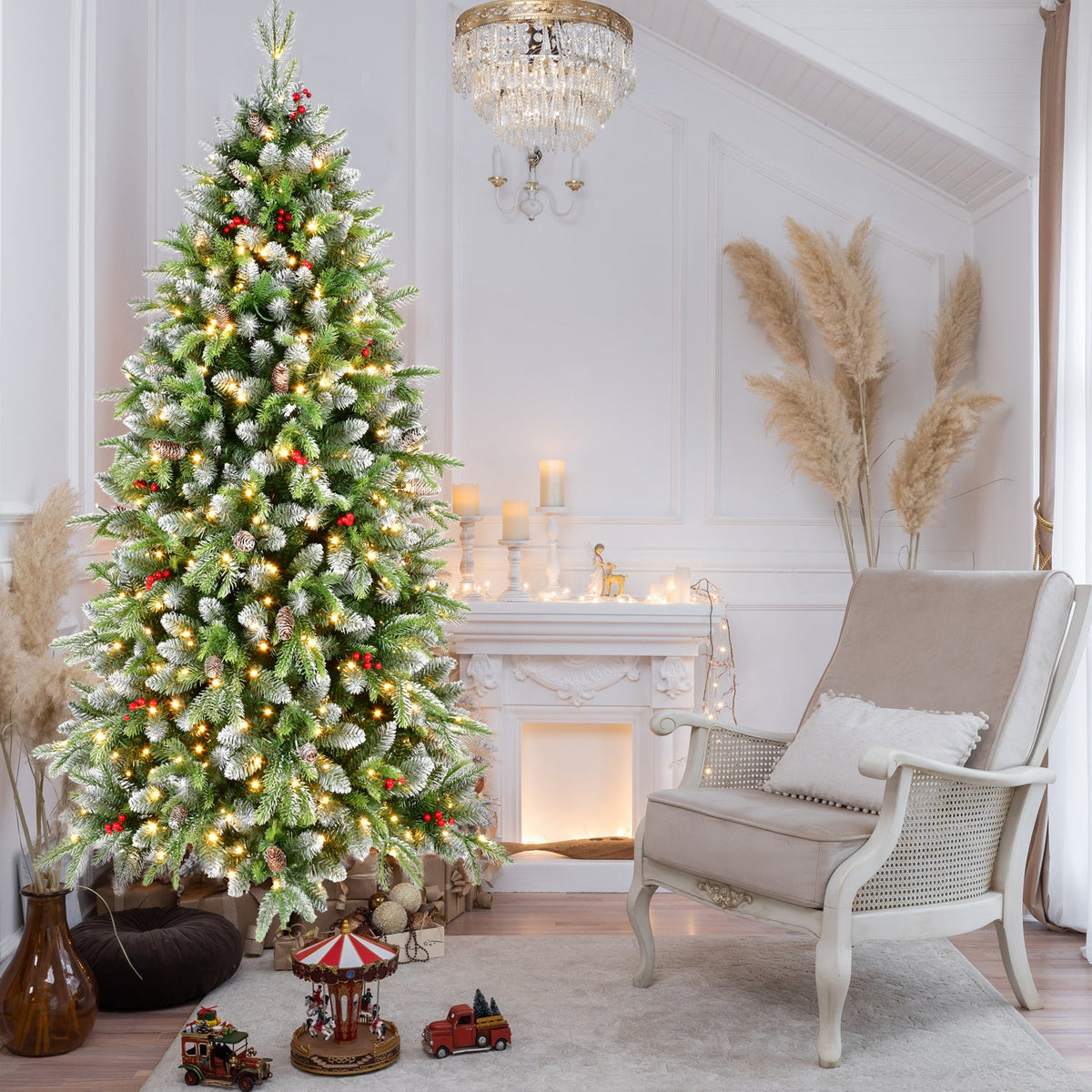 6ft Pre-Lit Artificial Christmas Tree with 380 Warm White Lights