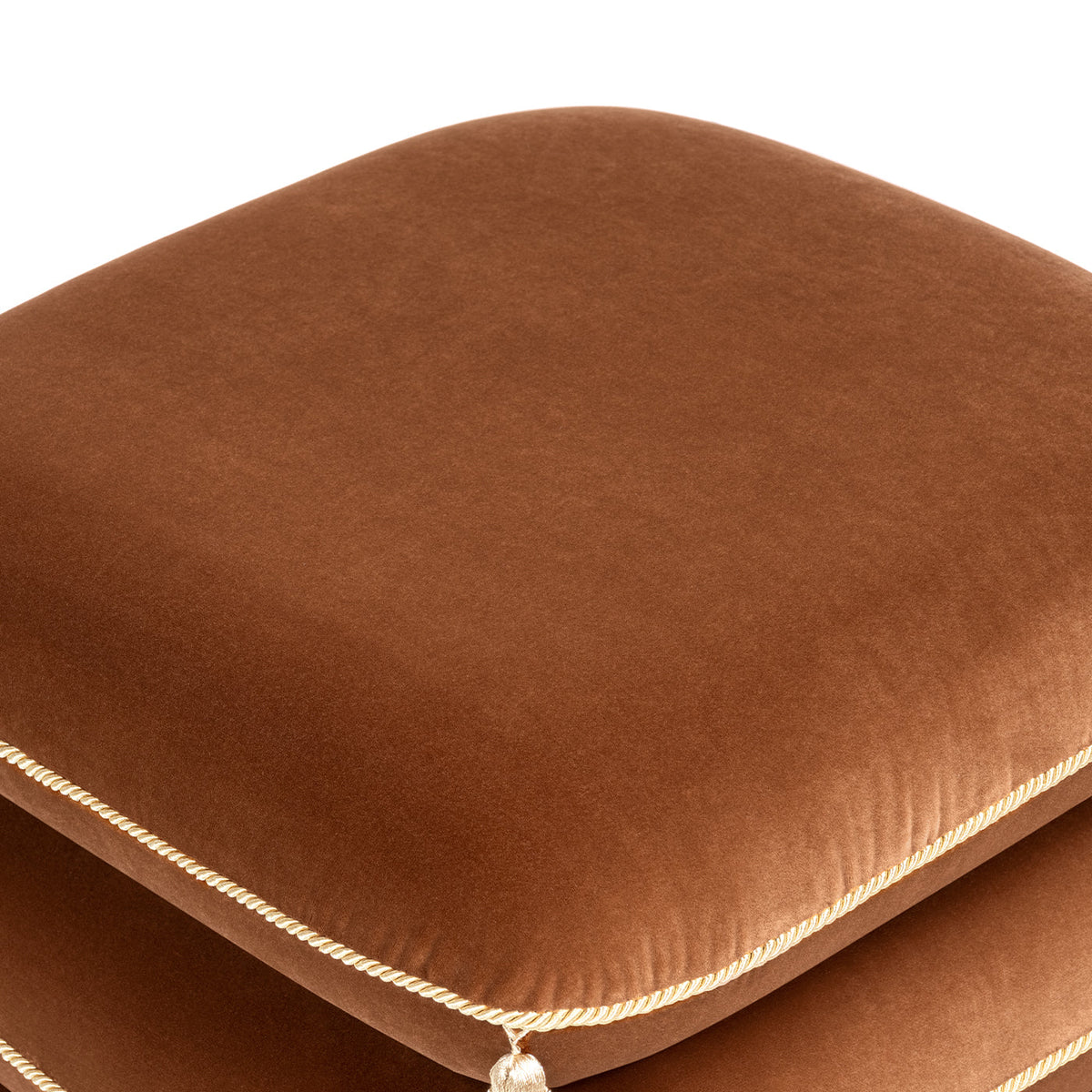 Monarch 19.5" Squared Upholstered Ottoman with Bullion Fringe