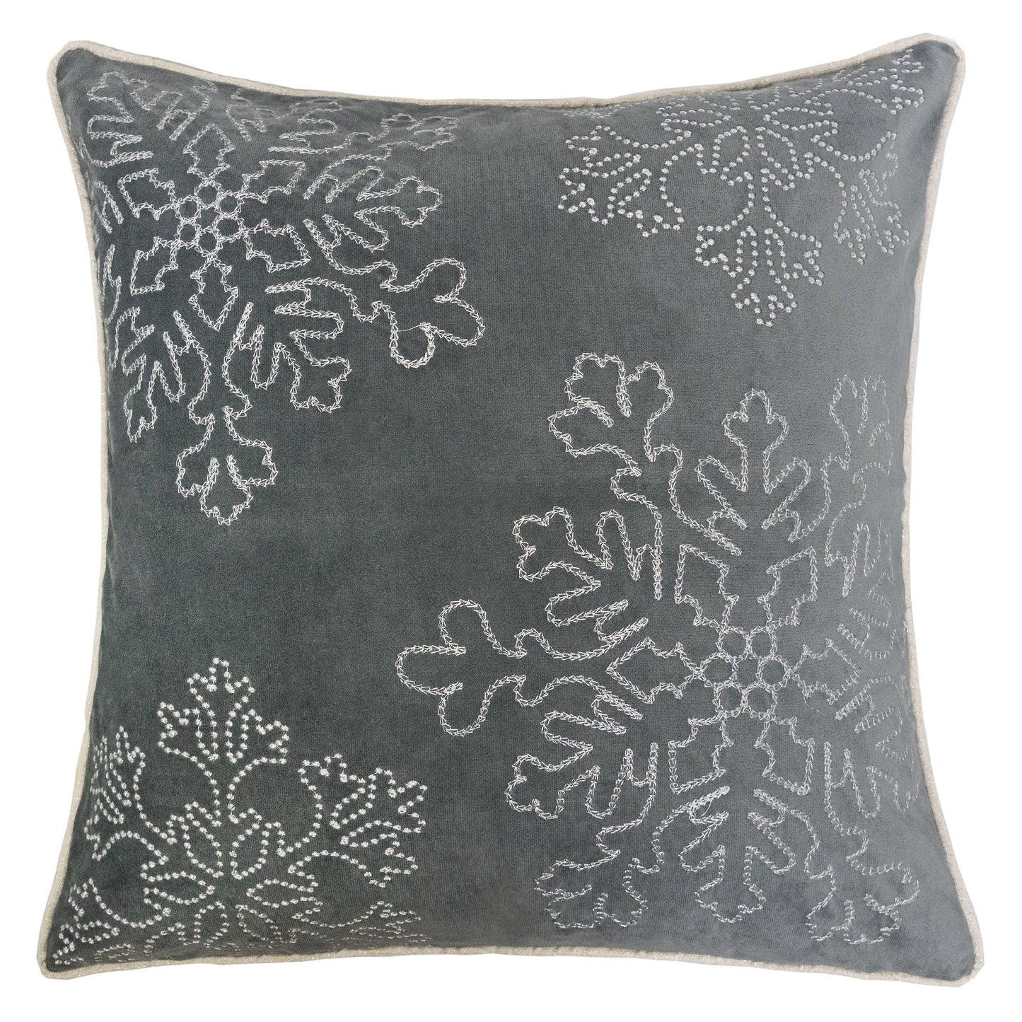 Gray Velvet Holiday Throw Pillow - 20x20