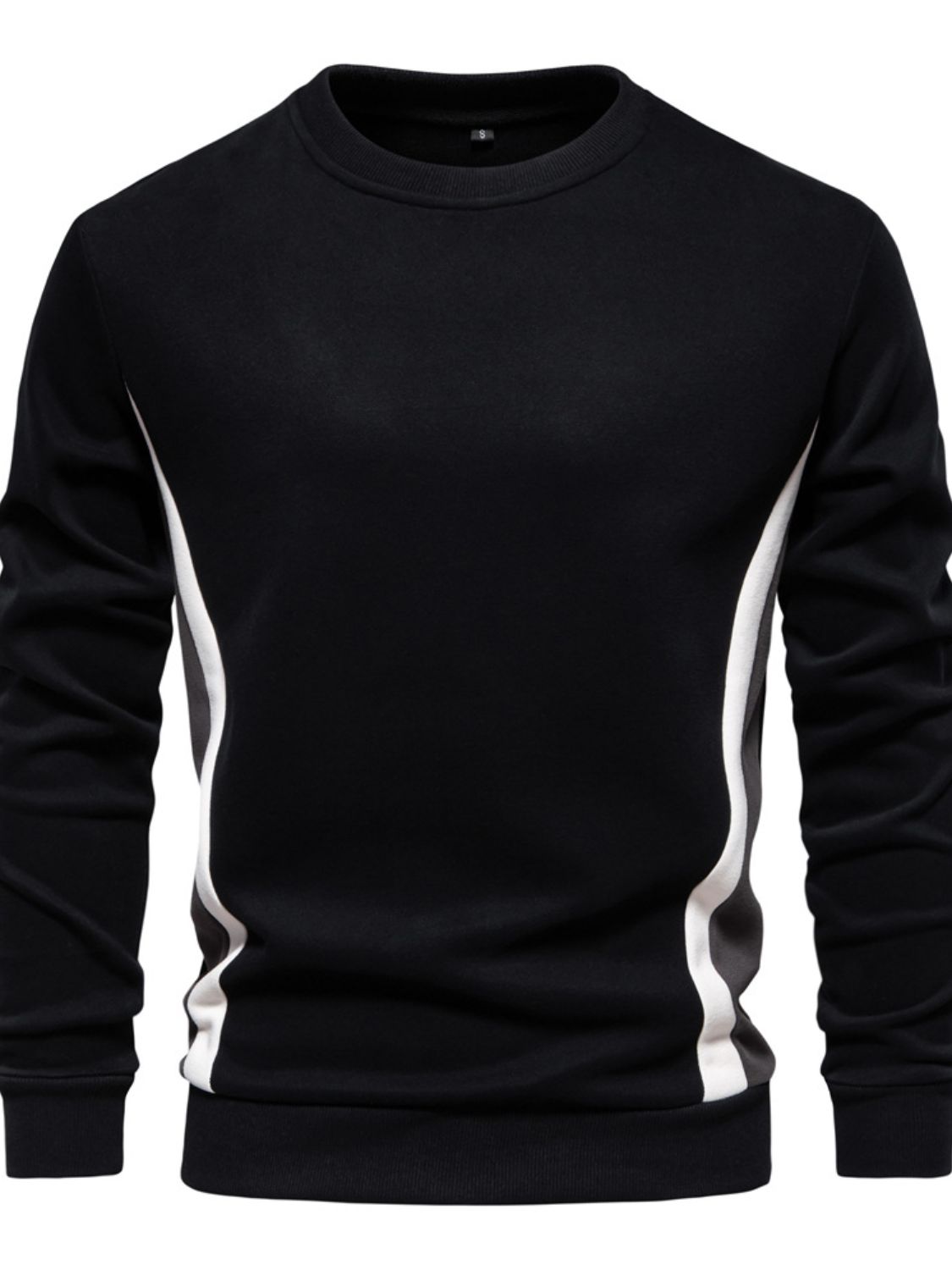 Side Striped Contrast Round Neck Sweatshirt