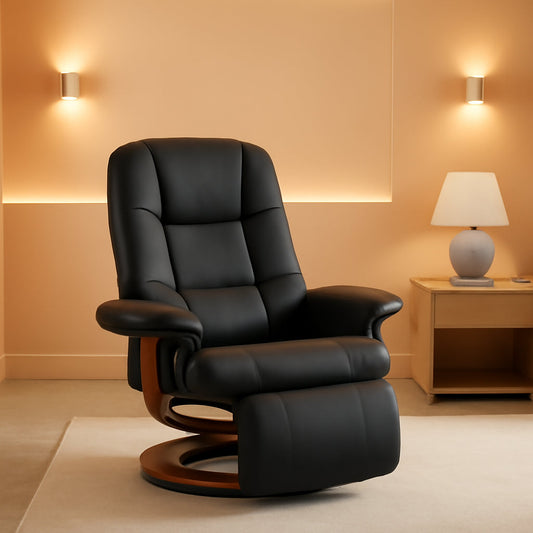 Manual Recliner Chair With Footrest And Swivel Base