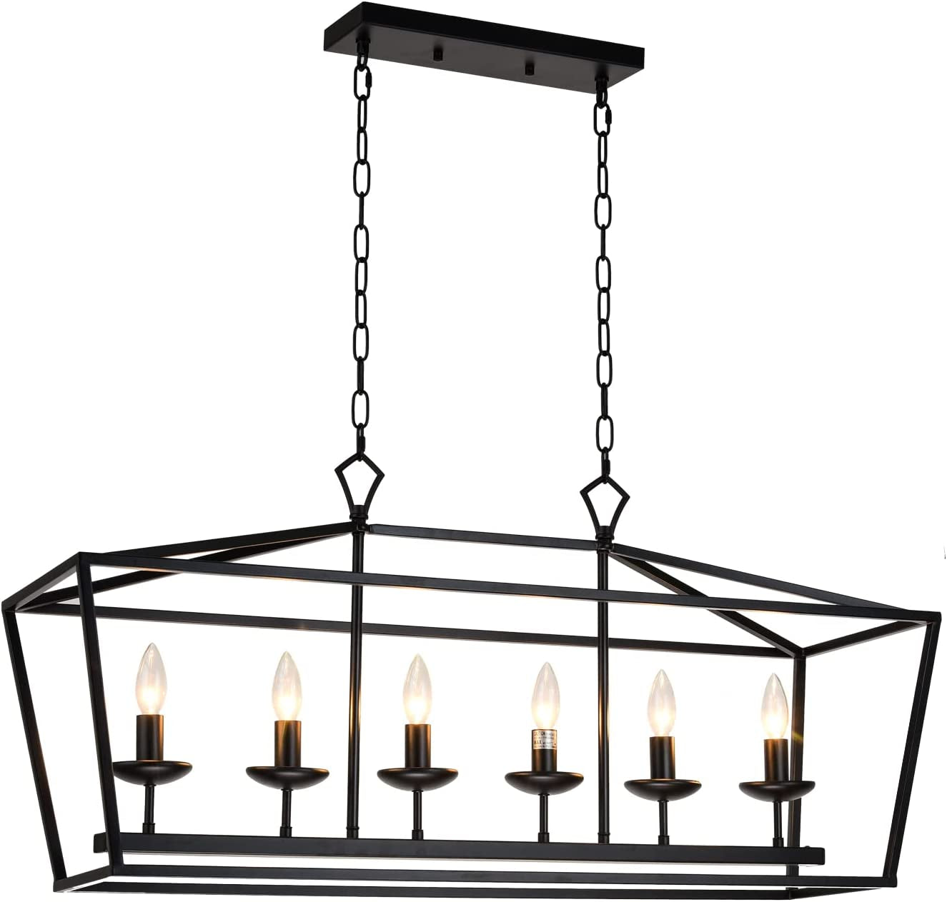 6-Light Black Linear Candle Chandelier