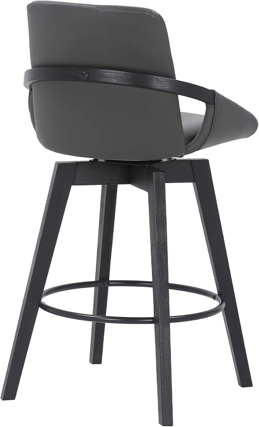 Mid Century Swivel Bar Stool Gray Faux Leather 26 Inch Seat