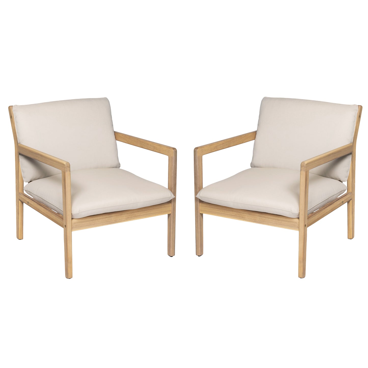 Outdoor Acacia Wood Armchair, Set of 2